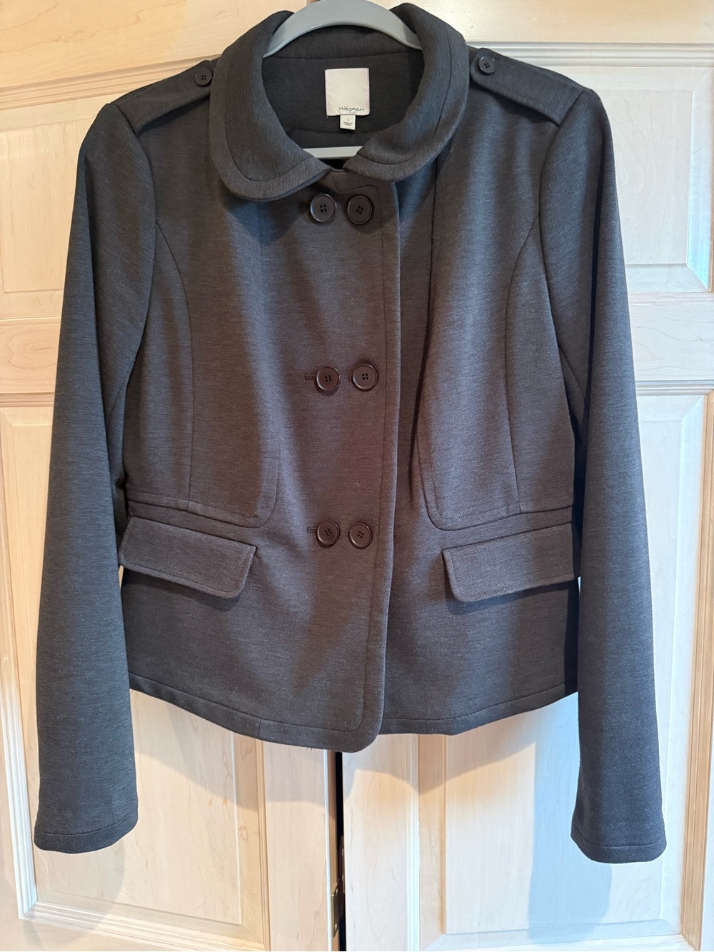 Halogen Dark Gray Double-Breasted Peacoat-Style Blazer